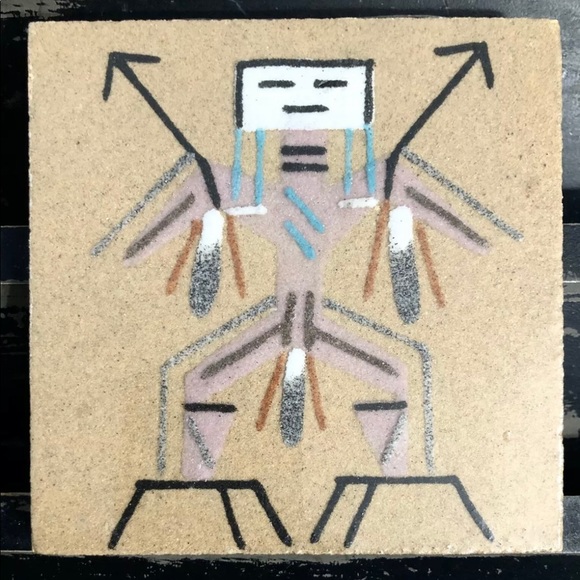 L. YAZZIE Rare Vintage Navajo Native American “Big Thunder” Sand Painting - Picture 1 of 2